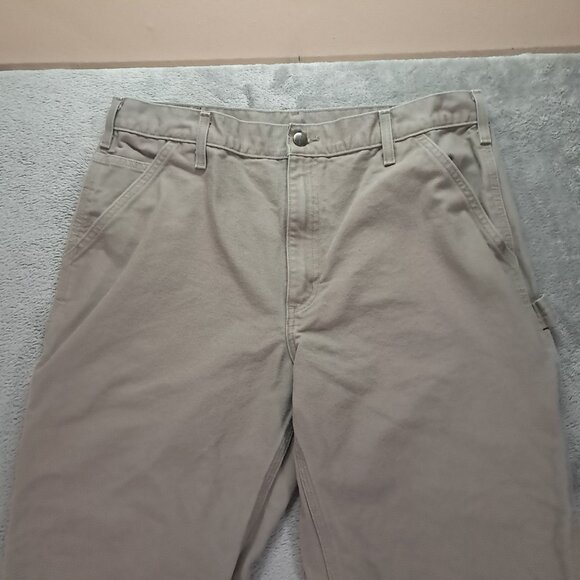 Carhartt Carpenter Pant Men 36x29, Tag 36x30 Dungaree Fit Canvas Beige B11 DES - Picture 3 of 15